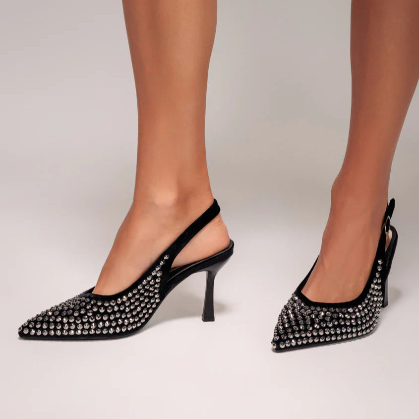 Escarpins à bride arrière avec zircons