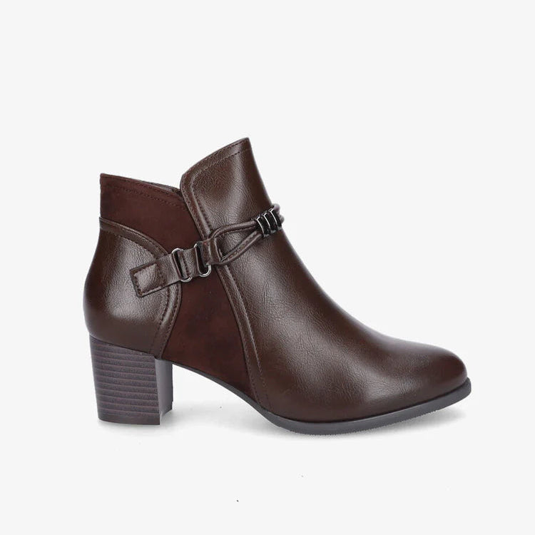 Demi bottes en simili et suédine à contrefort stylisé