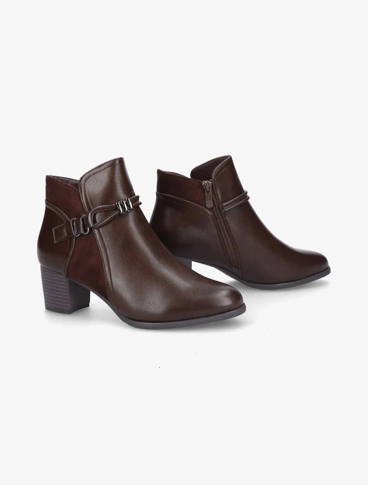 Demi bottes en simili et suédine à contrefort stylisé