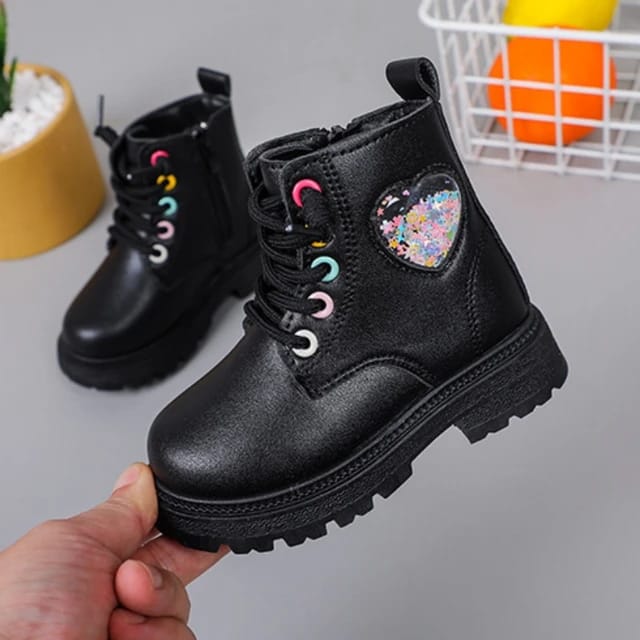 Bottes à plateforme en cuir souple pour filles