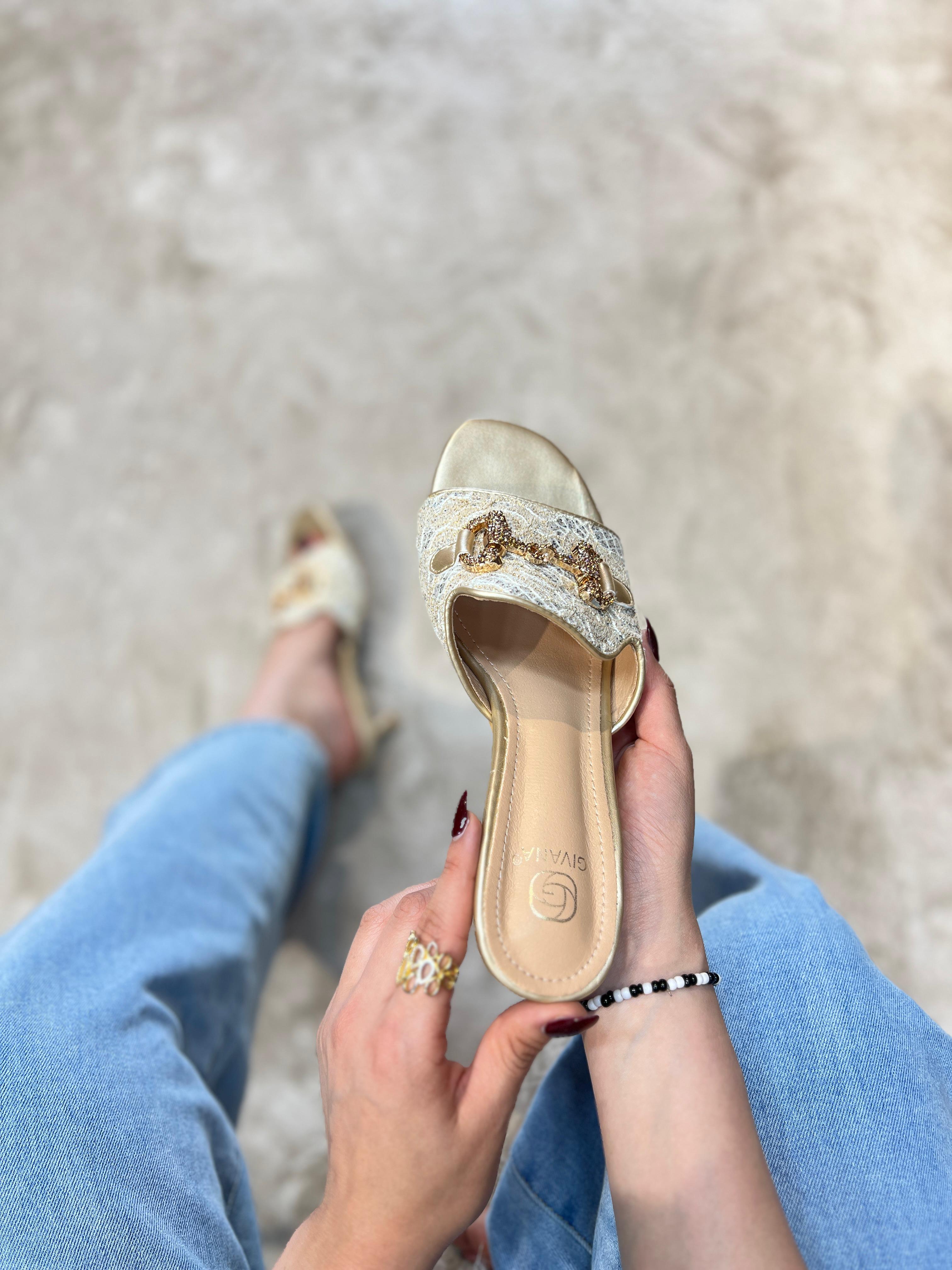 Sandales décontractées à Talon Avec Décoration de Chaîne