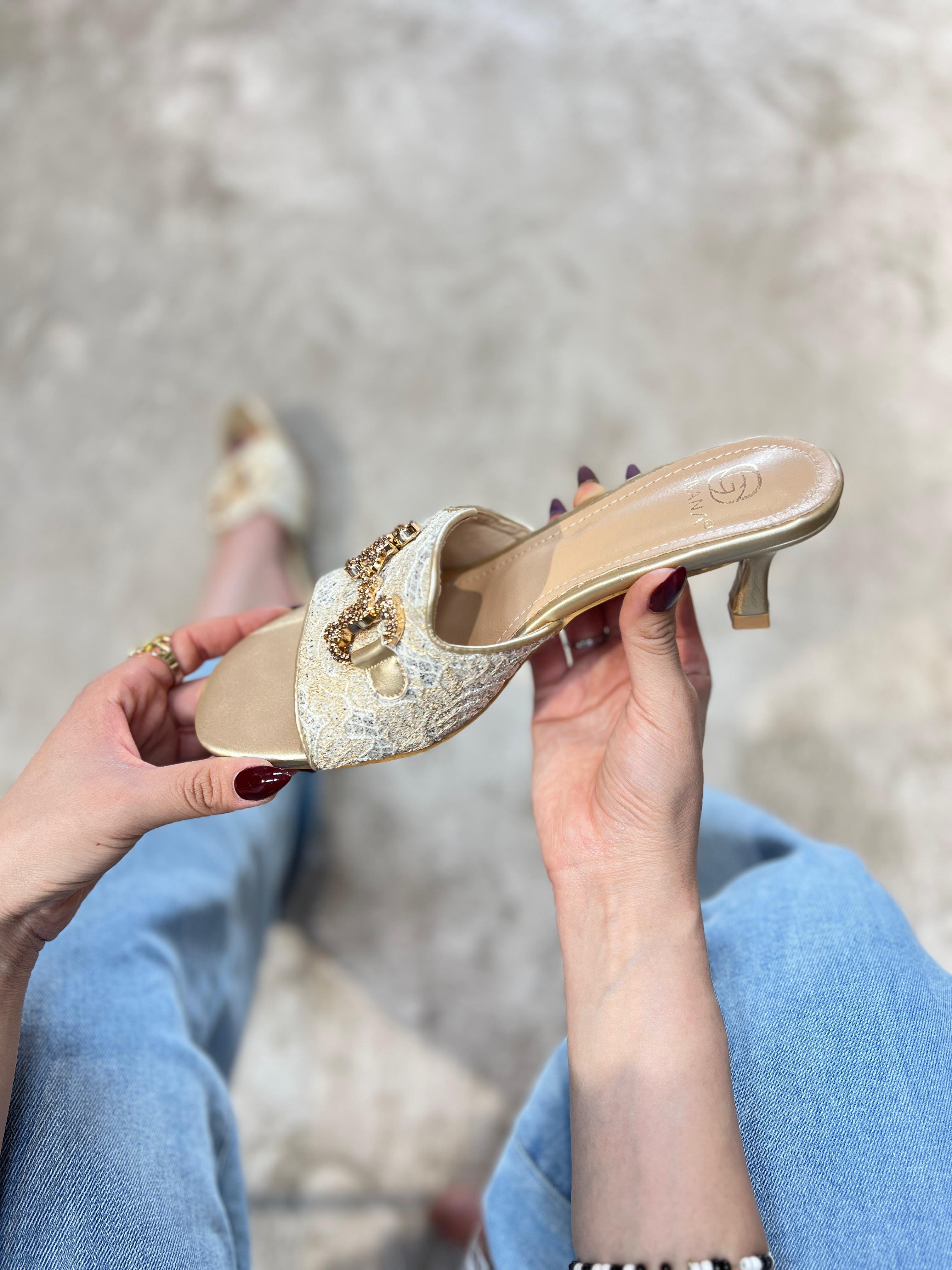 Sandales décontractées à Talon Avec Décoration de Chaîne