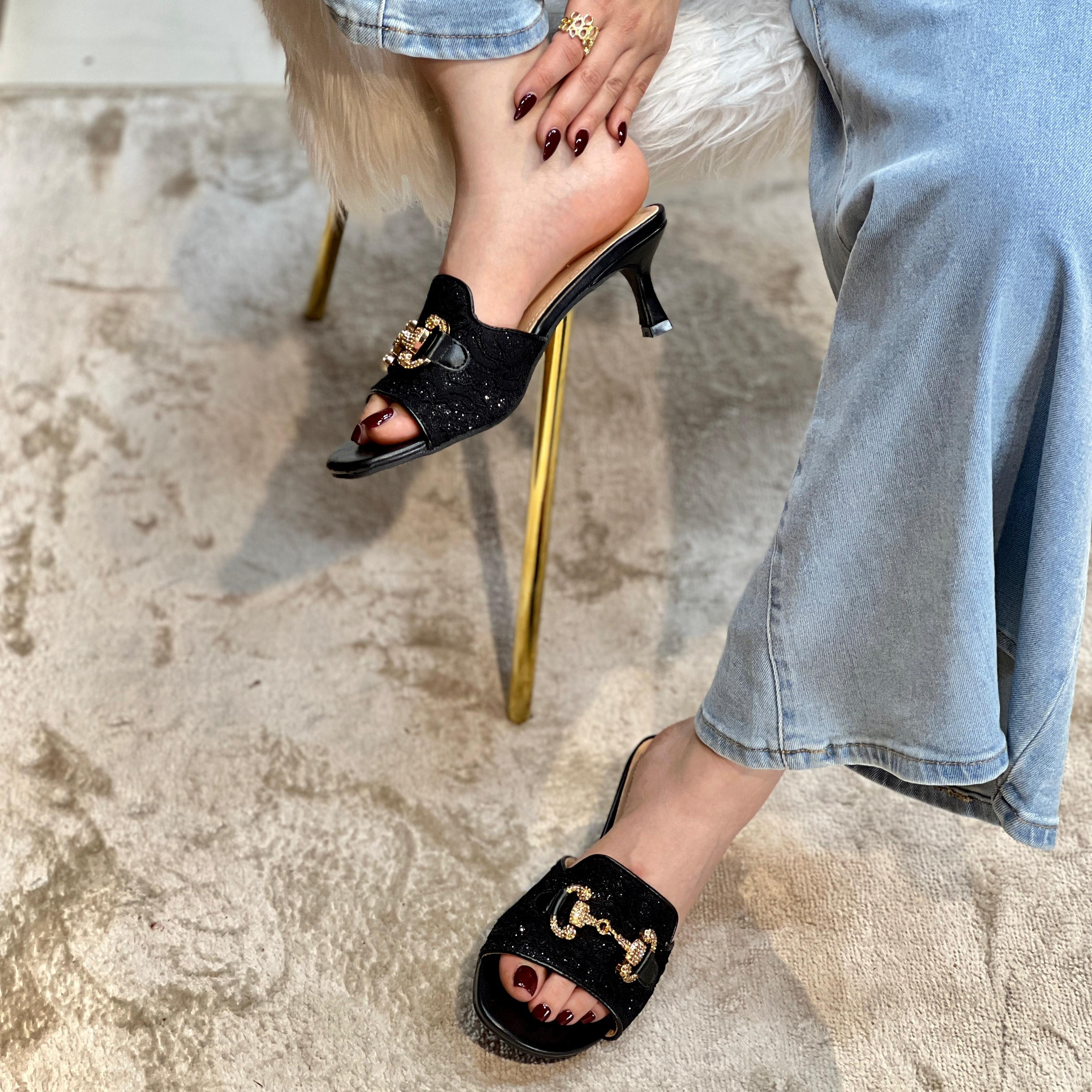Sandales décontractées à Talon Avec Décoration de Chaîne