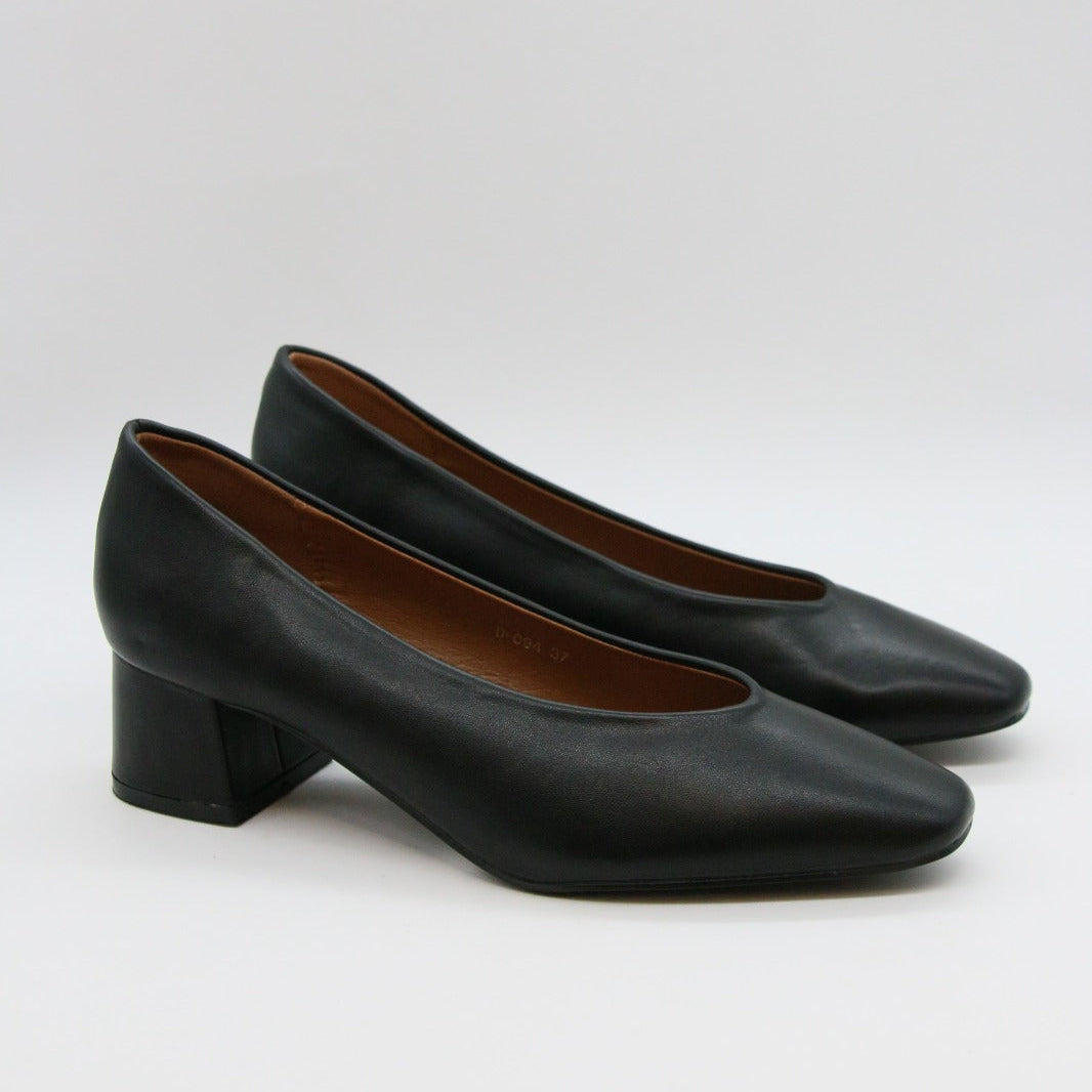 Escarpins à Talon Carré en Cuir