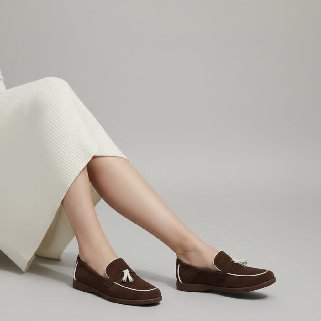 Mocassins en Suède à Passepoil Contrasté