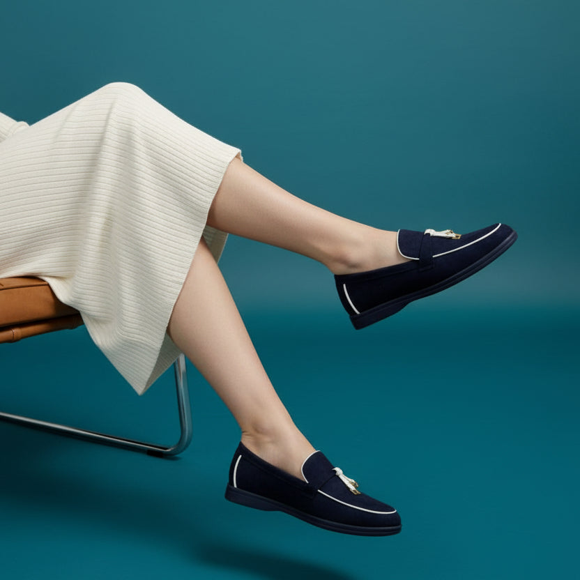 Mocassins en Suède à Passepoil Contrasté