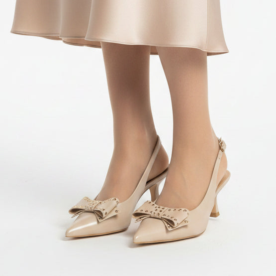 Escarpins Slingback à Nœud Orné