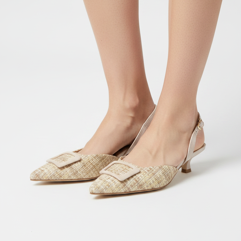 Escarpins Slingback à Boucle Texturée