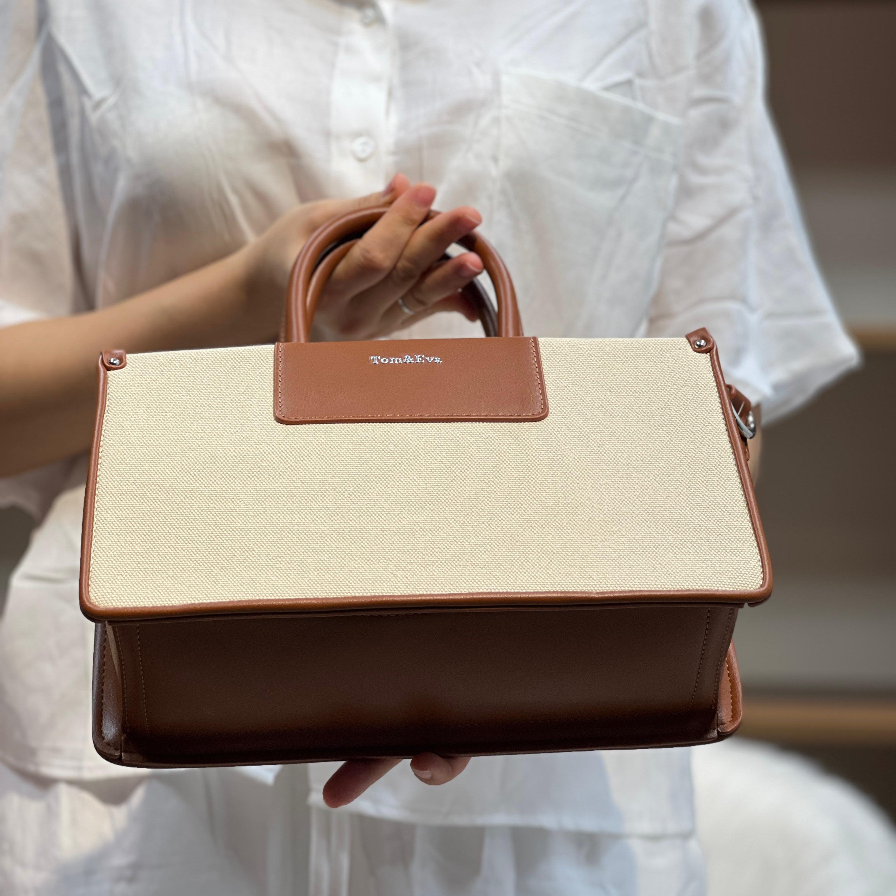 Medium Sac à Main Effet Tissus Bicolore