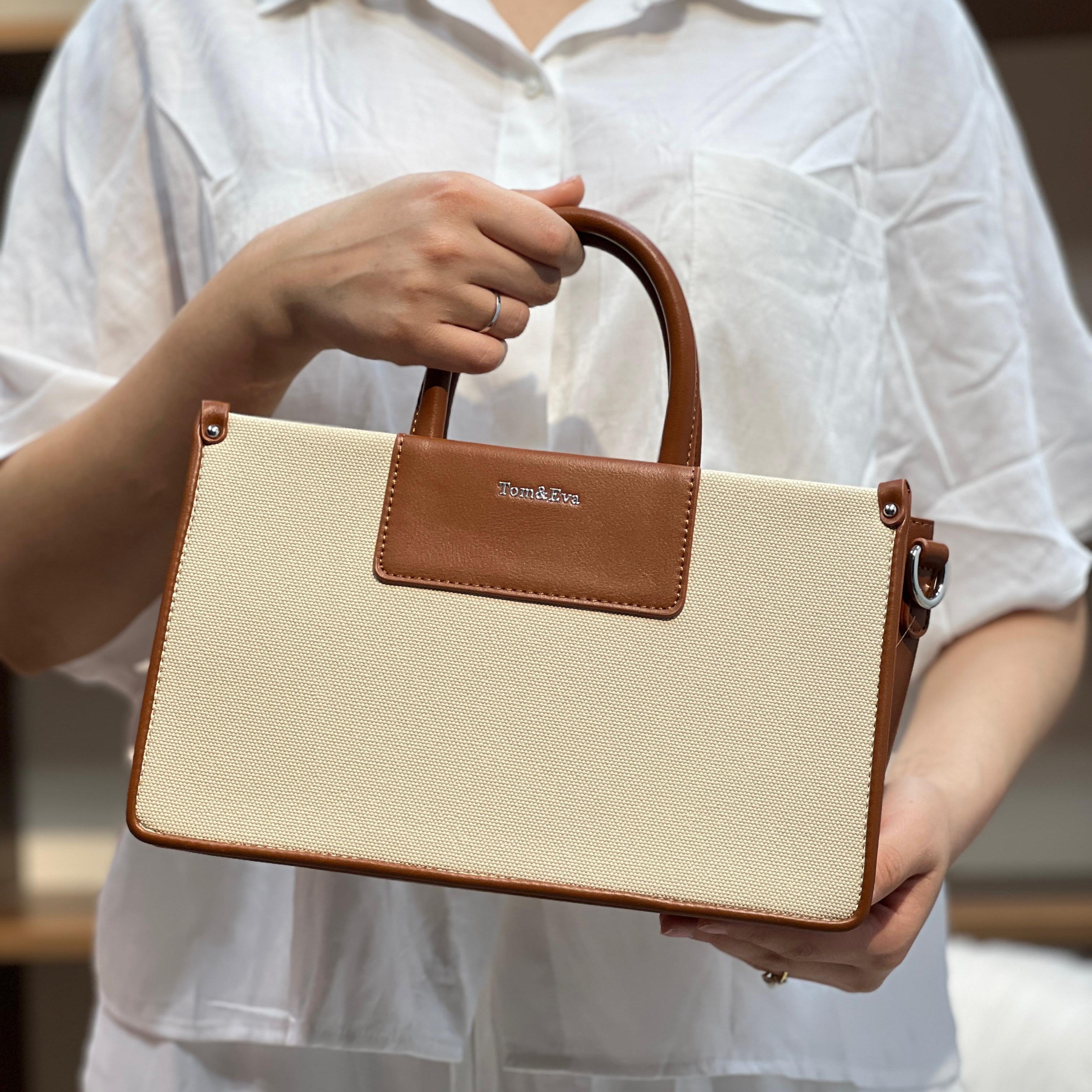 Medium Sac à Main Effet Tissus Bicolore