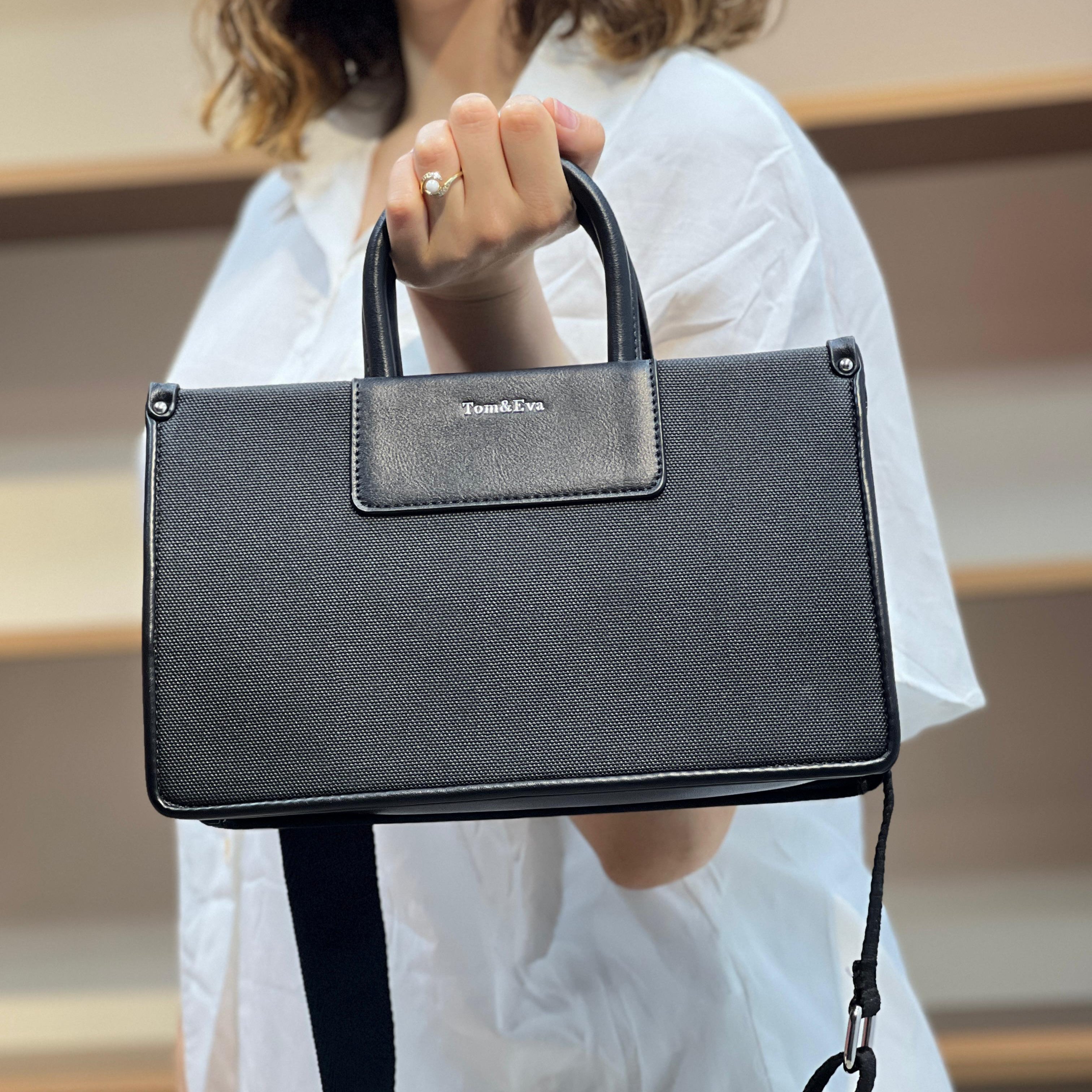 Medium Sac à Main Effet Tissus Bicolore