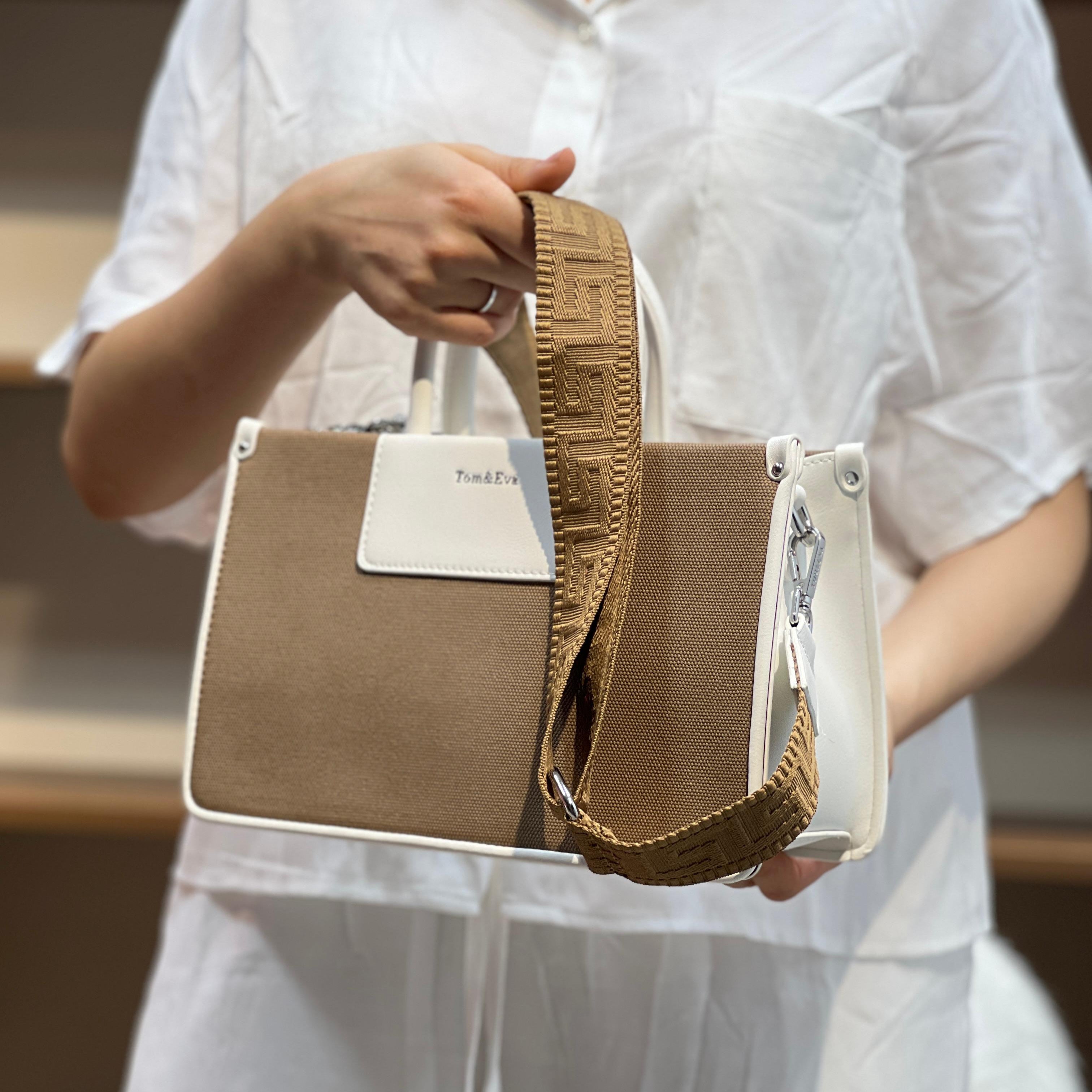 Medium Sac à Main Effet Tissus Bicolore