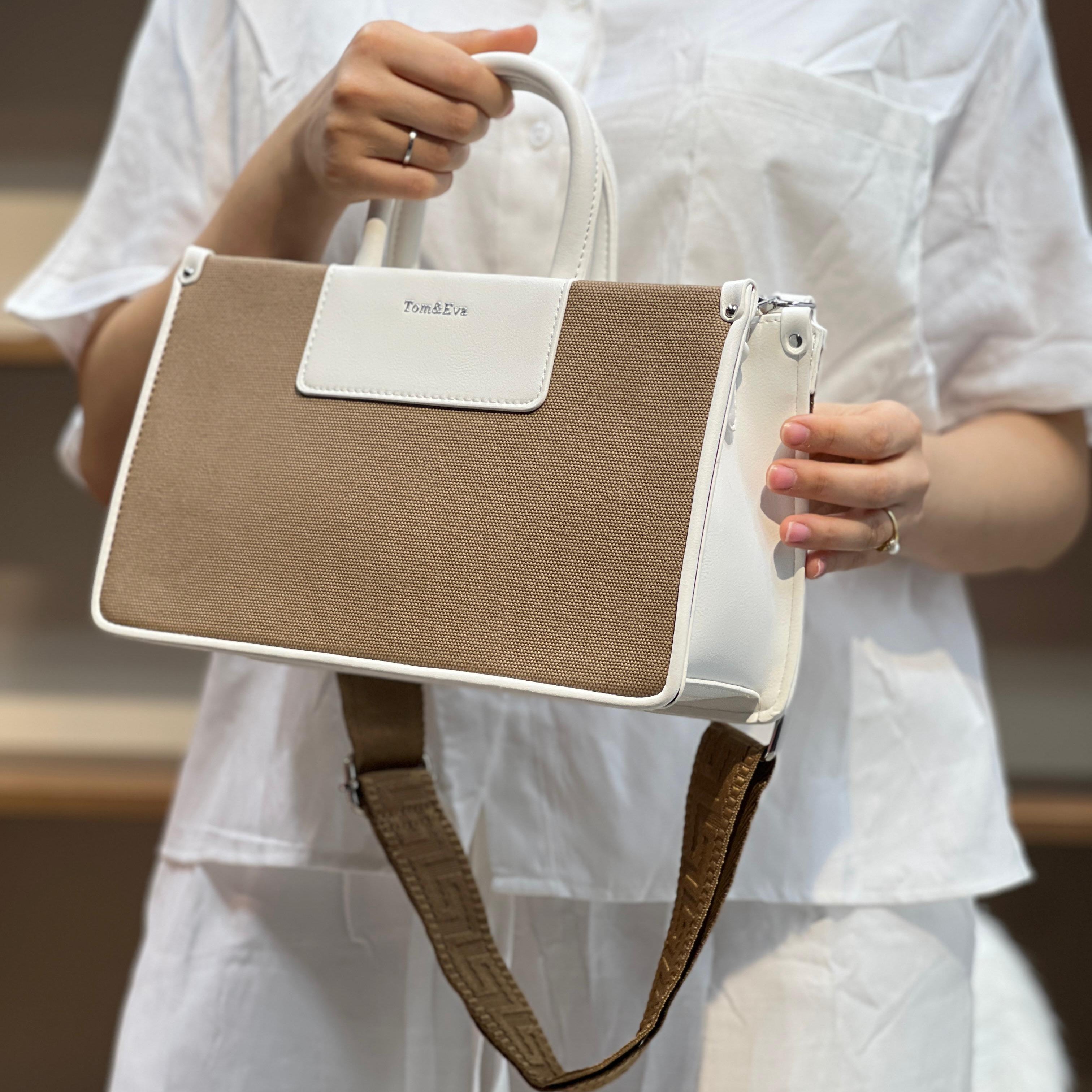 Medium Sac à Main Effet Tissus Bicolore