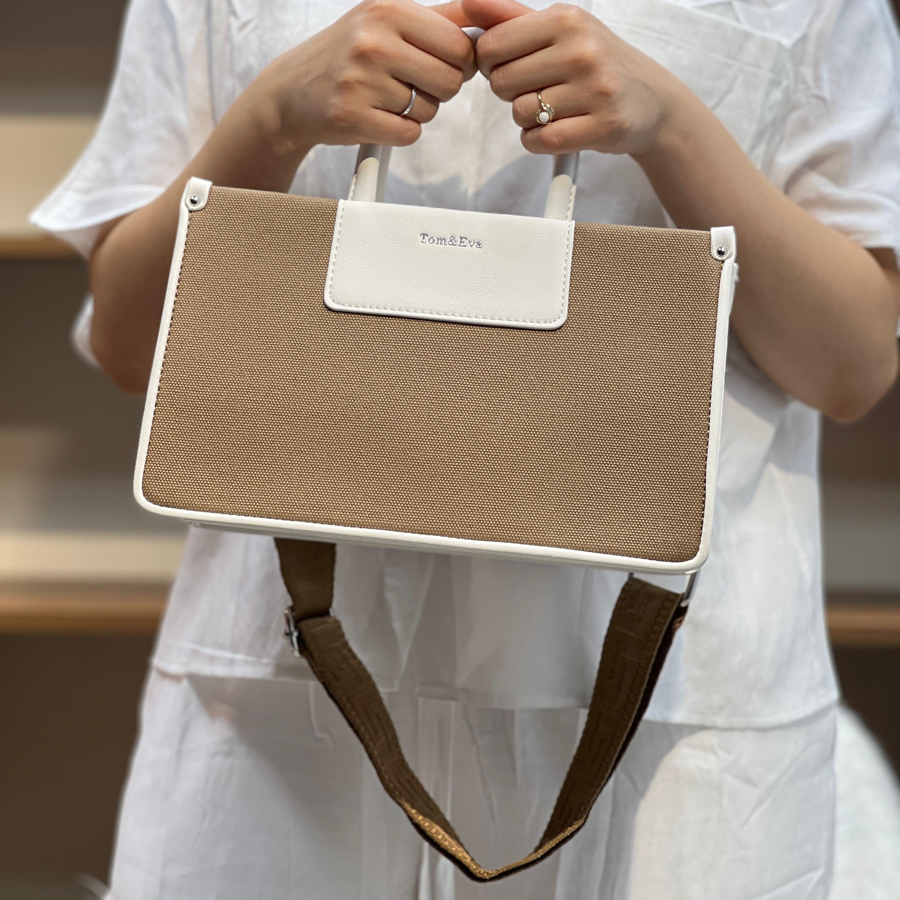 Medium Sac à Main Effet Tissus Bicolore