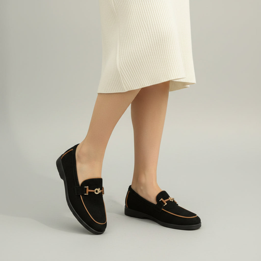 Classic Suede Loafer with Gold-Toned Bit Detail