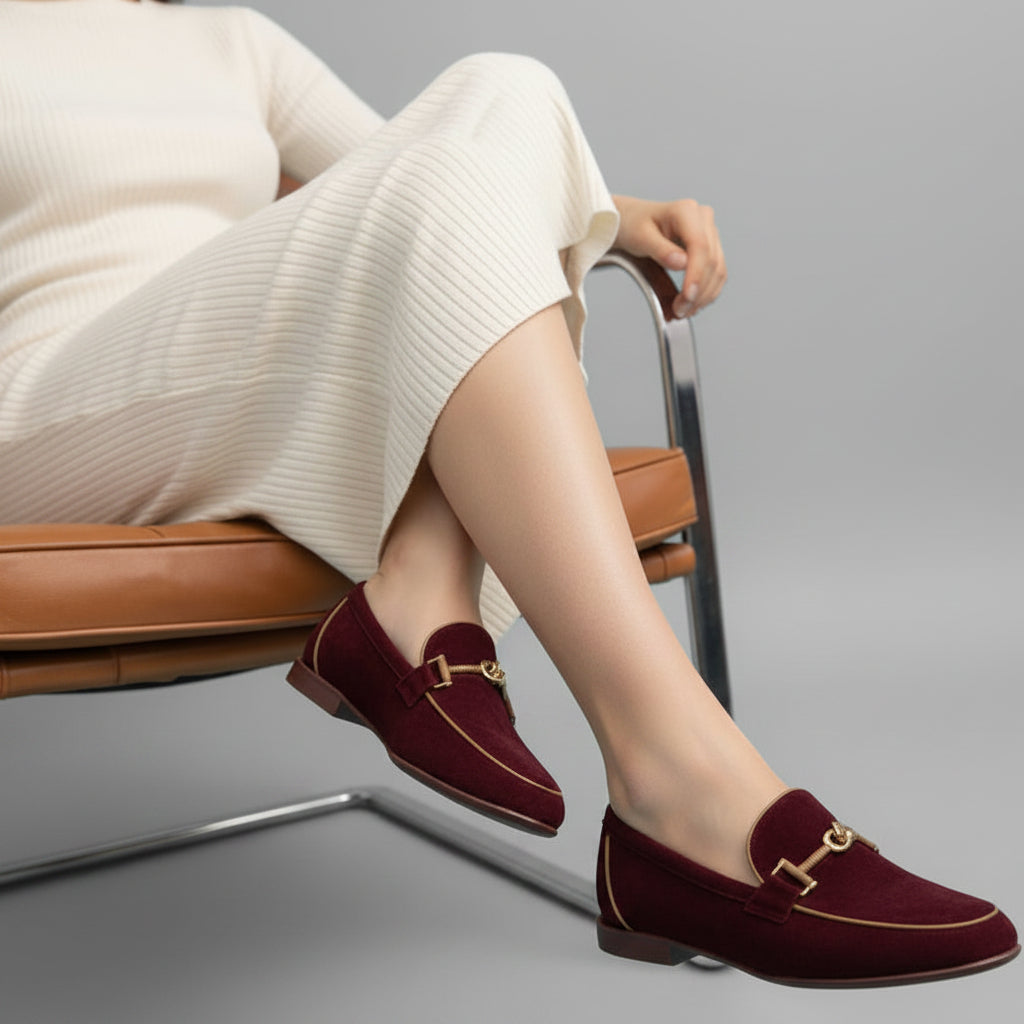 Classic Suede Loafer with Gold-Toned Bit Detail