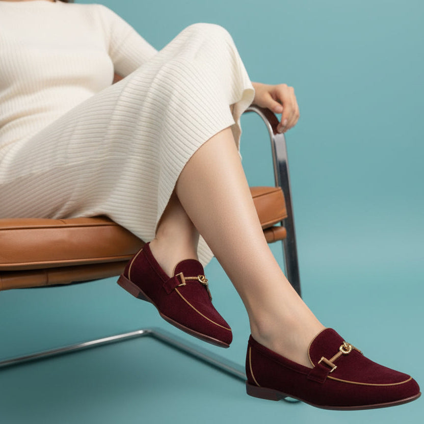 Classic Suede Loafer with Gold-Toned Bit Detail