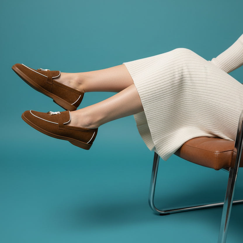 Mocassins en Suède à Passepoil Contrasté