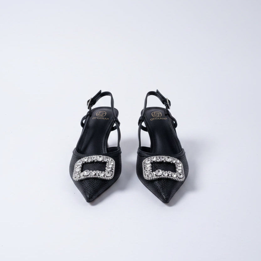 Escarpins Slingback à Boucle Strass