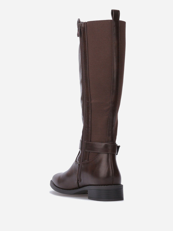 Bottes cavalières stretch à boucle