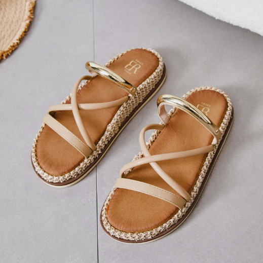 Sandales femme plates à brides fines croisées