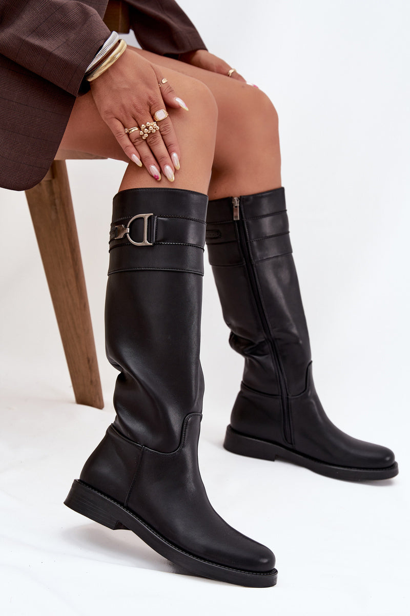 Bottes à talons bas pour femme avec détails décoratifs