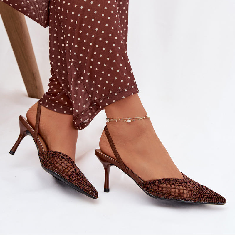 Escarpins en mesh texturé à bride derrière