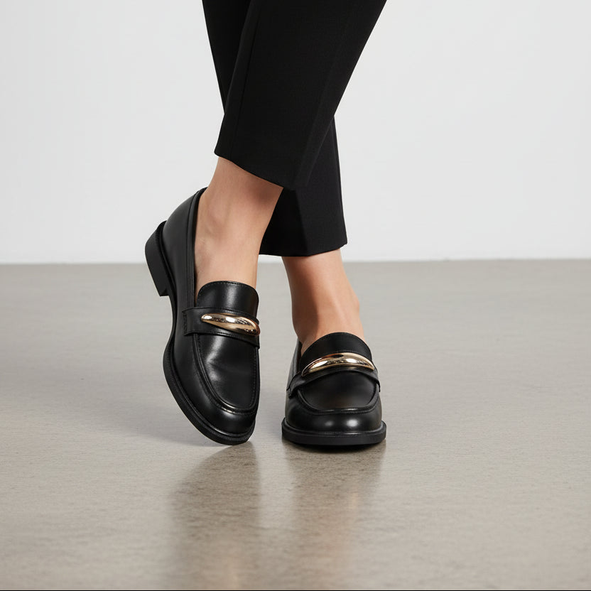 Moccasins Loafers with Gold Hardware
