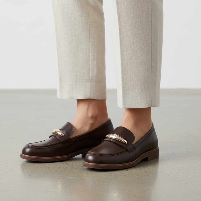 Moccasins Loafers with Gold Hardware