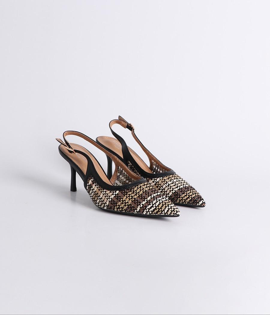 Escarpins Slingback à Texture Tressée