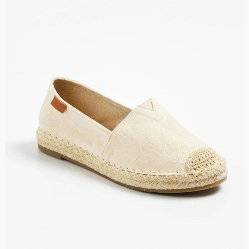 Espadrilles femme tendance en suédine avec bout corde tressée