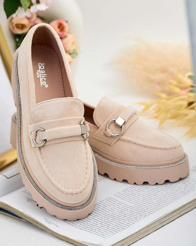 Mocassins en daim eko pour femme