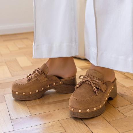 Mules Sabots Style Loafer en Daim