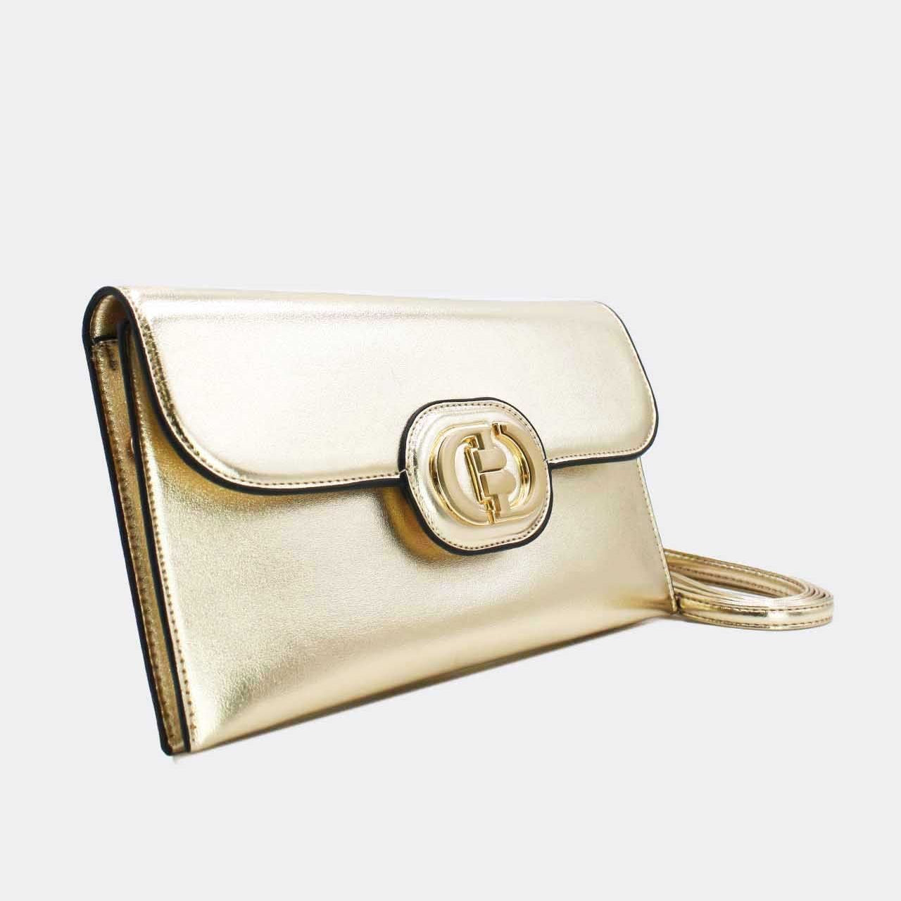 Pochette Rabat Argentée — Médaillon Signature & Chaîne