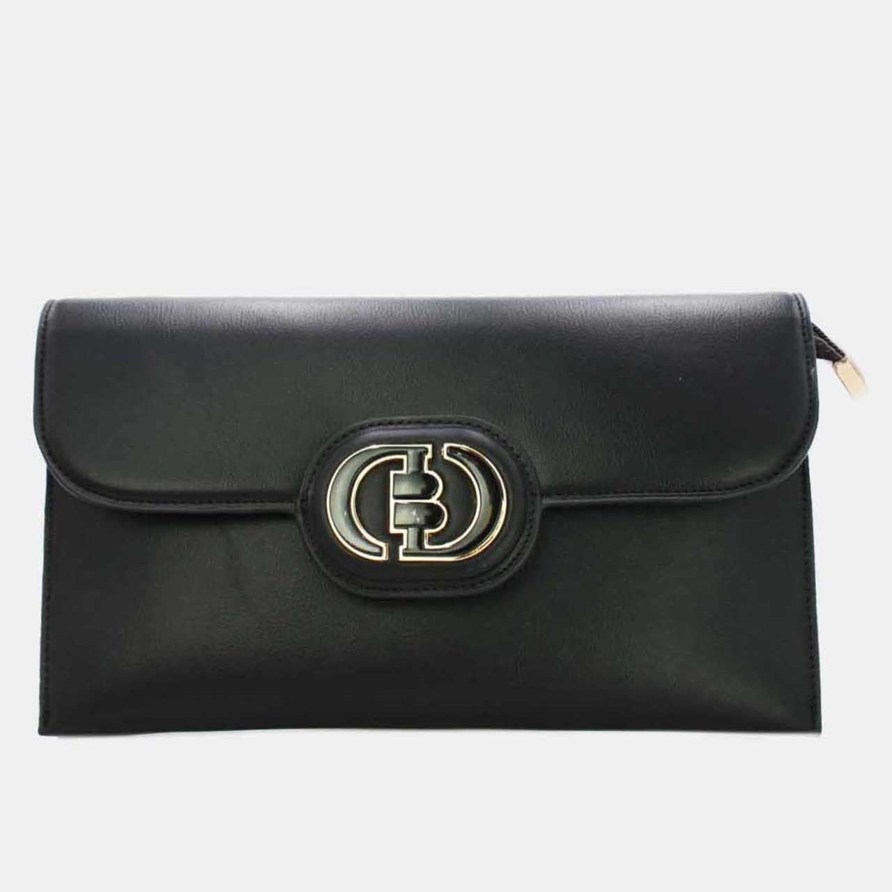 Pochette Rabat Argentée — Médaillon Signature & Chaîne