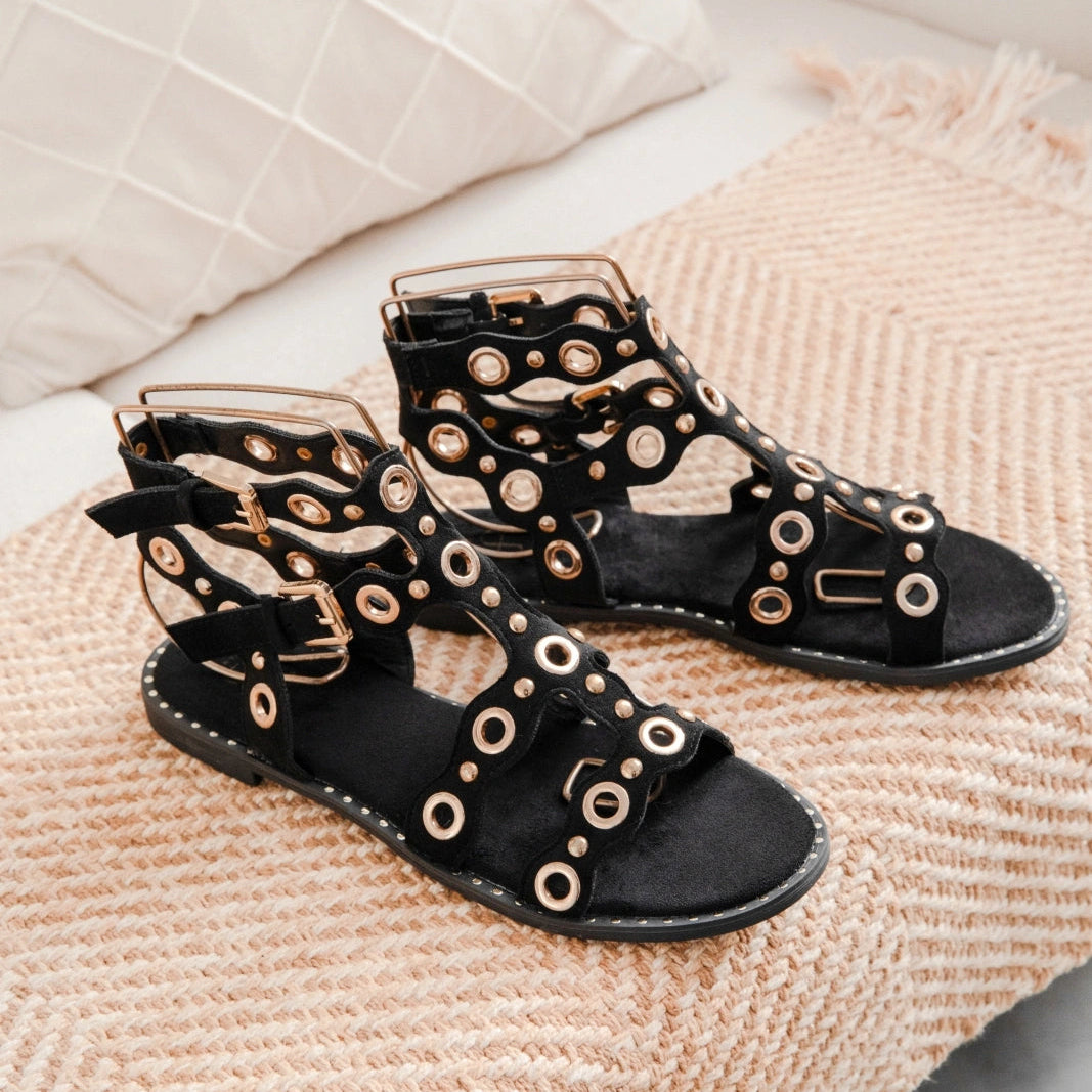 sandales plates de style spartiates