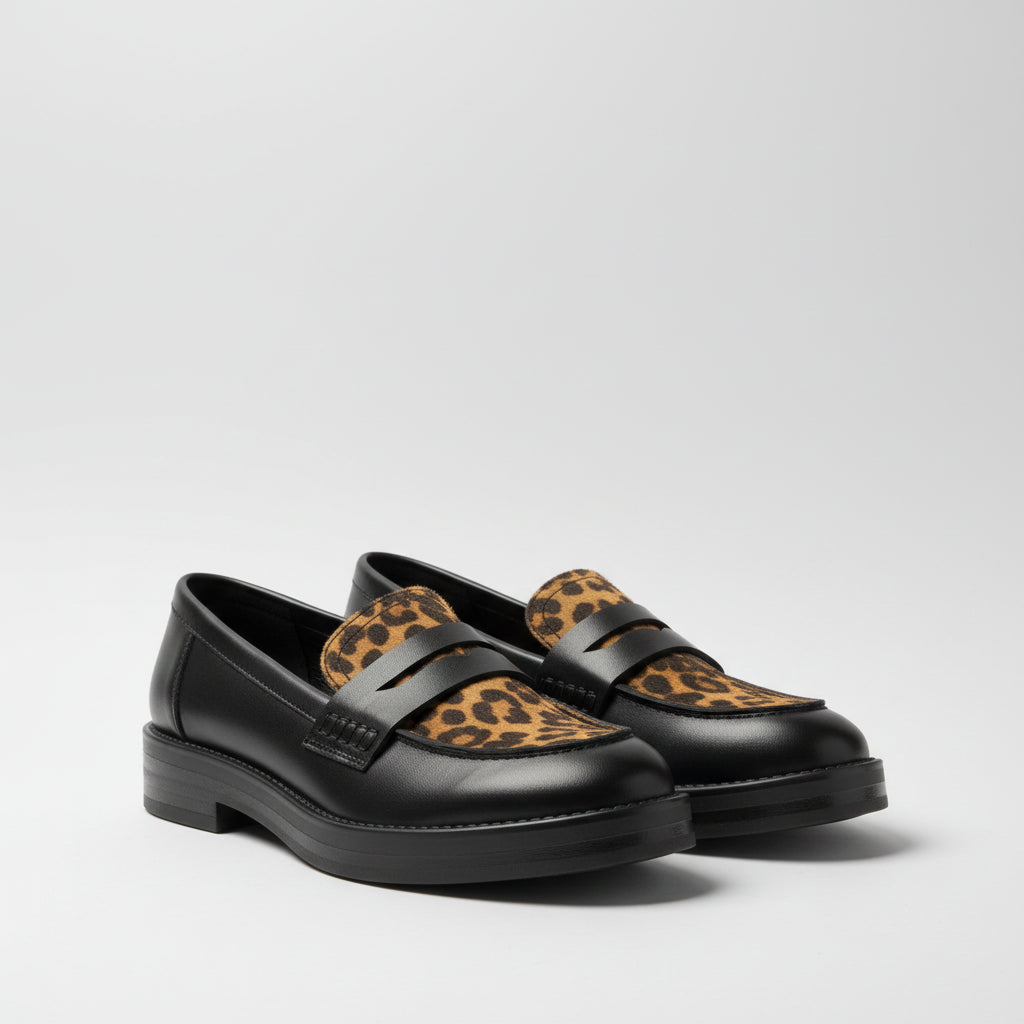 Mocassins Citadins à Empiècement Animalier