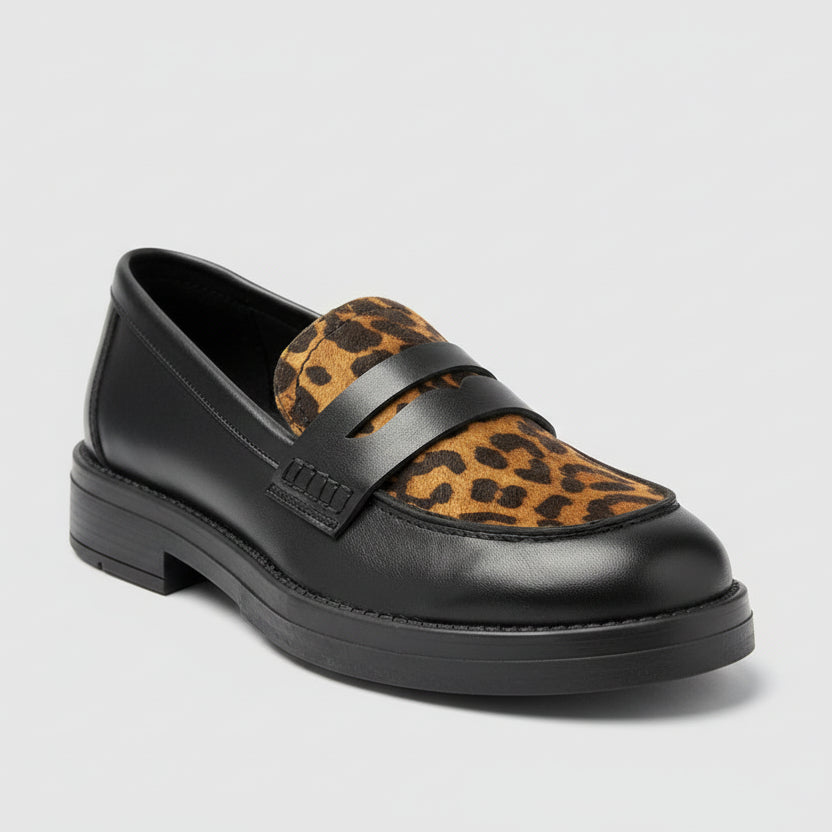 Mocassins Citadins à Empiècement Animalier