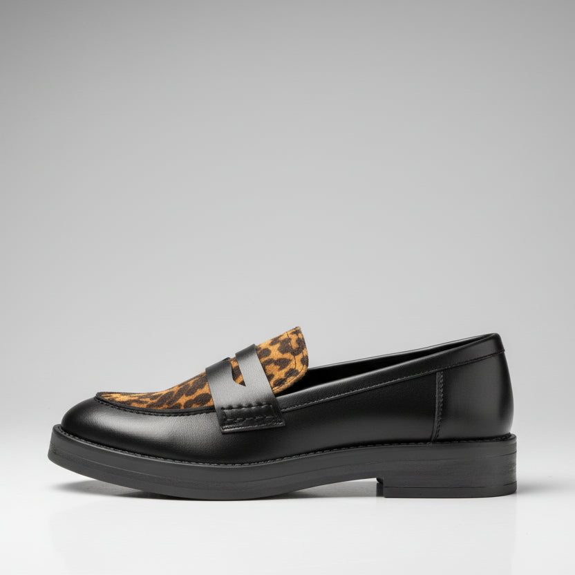 Mocassins Citadins à Empiècement Animalier