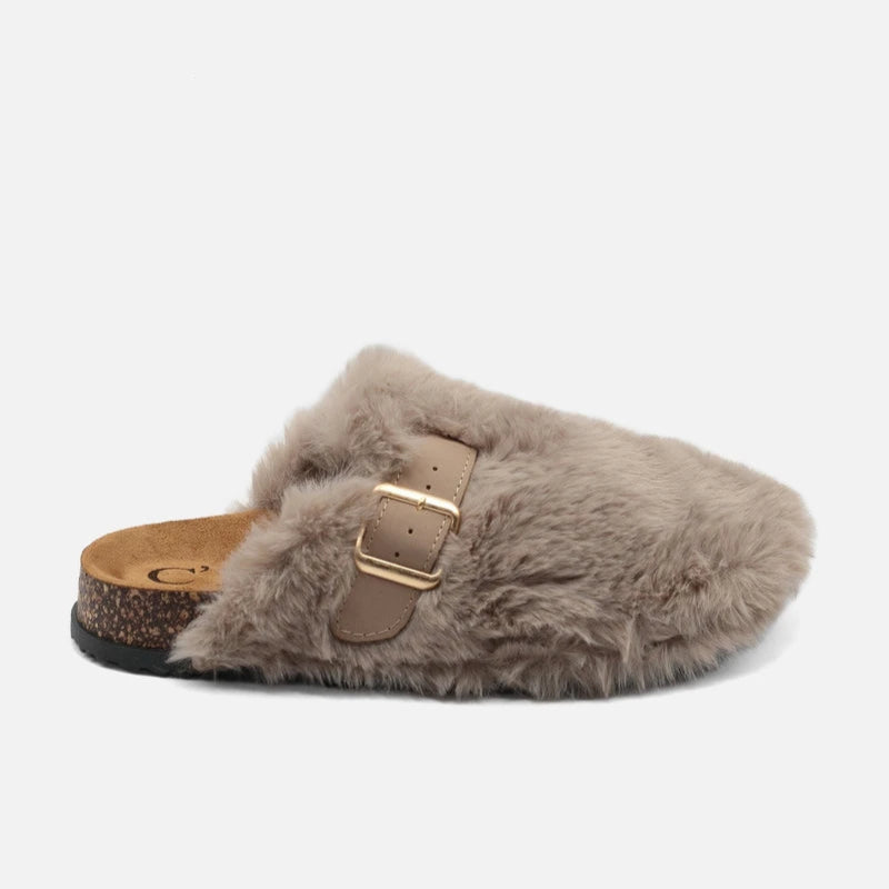 Mules à fausse fourrure