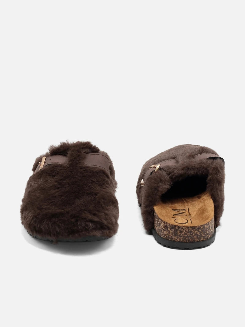 Mules à fausse fourrure