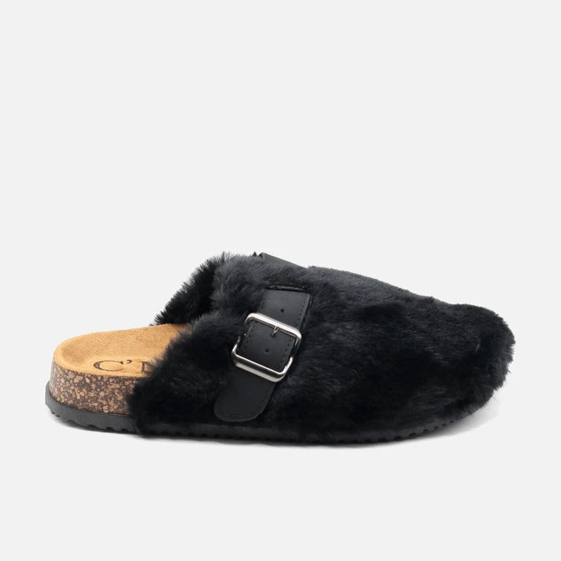 Mules à fausse fourrure