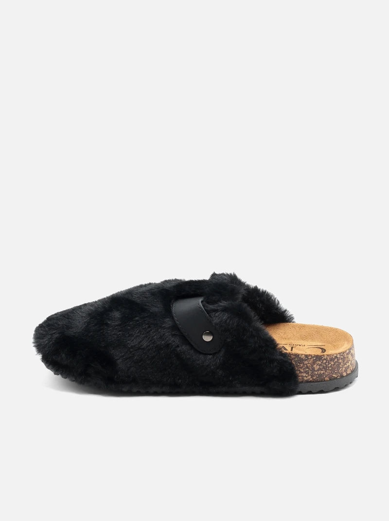 Mules à fausse fourrure