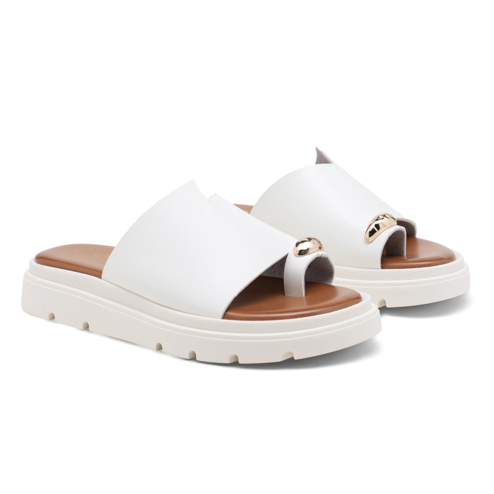 Sandale minimalistes à semelle épaisse et détail bijou