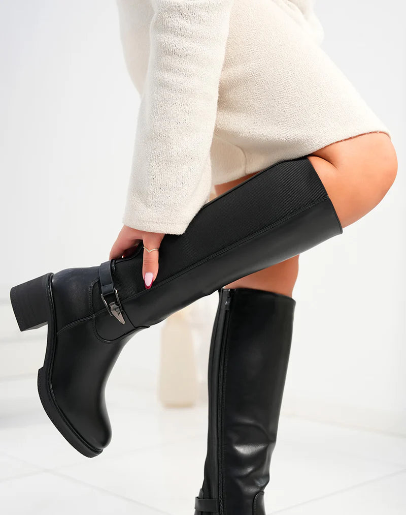 Bottes élastiquées en simili à boucle