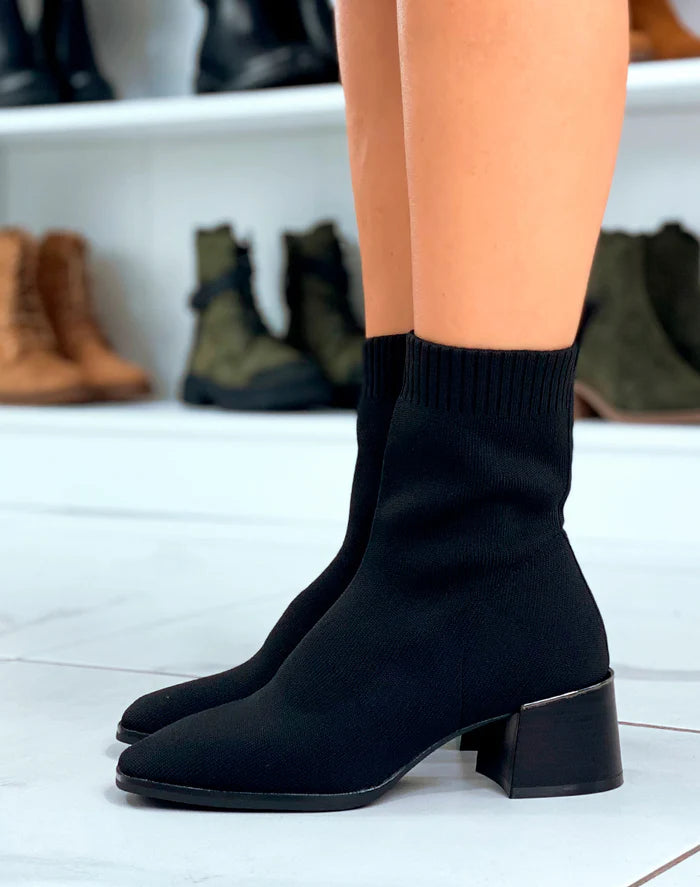 Demi botte glamour avec effet chaussette pour femme