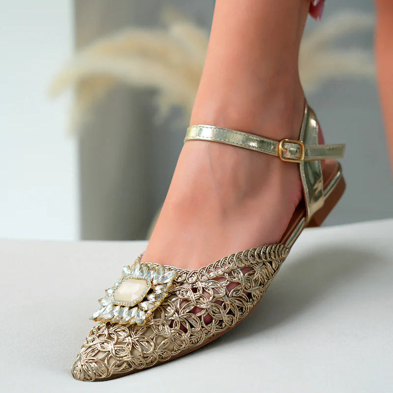 Ballerines Tressées avec Bride et Ornement