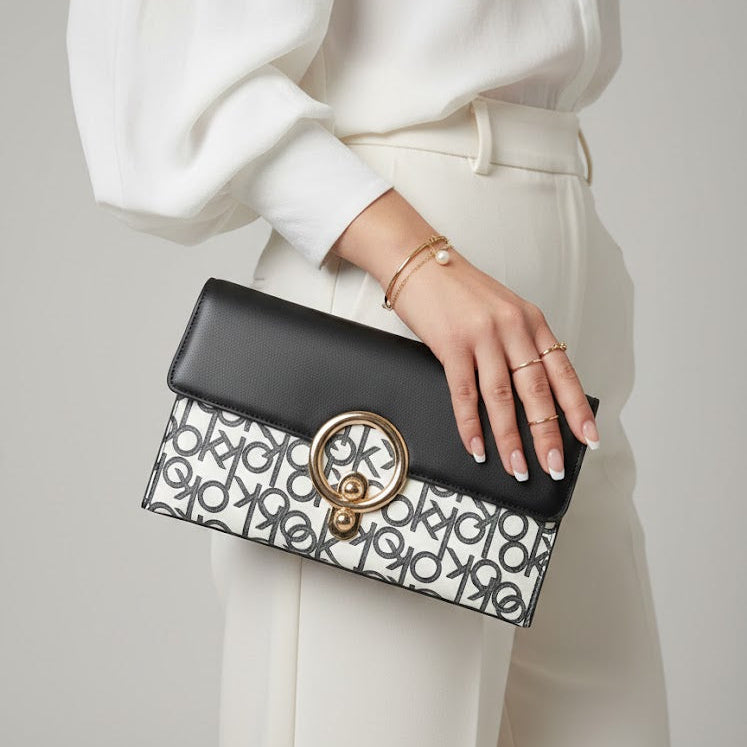 L'Ensemble Élégance Signature – Pochette Monogramme & Sandales Bijoux