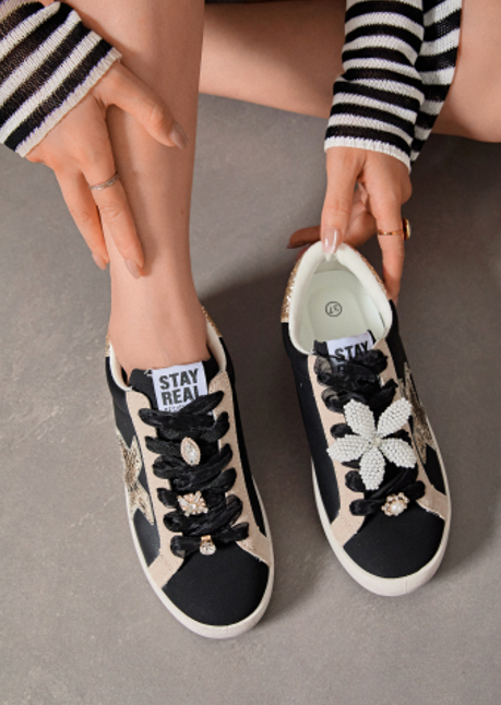 Baskets lacets ruban strassés