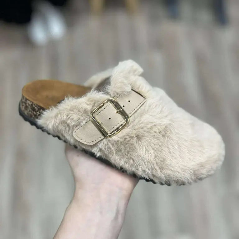 Mules à fausse fourrure